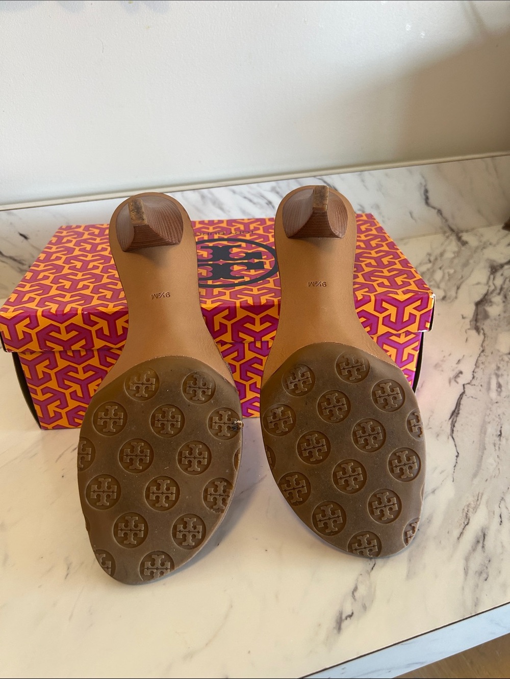 Tory Burch Metallic Silver Logo Mule Slides - Picture 5 of 8